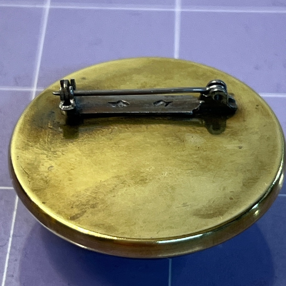 🇫🇷Original Bridle Rosette Pins W / Fox Hunting Under Glass Brass Bezels - Picture 5 of 6